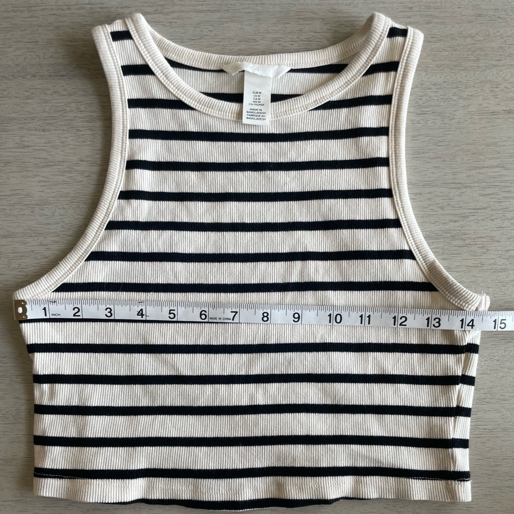 H&M Stripe Cream&Black crop top size M